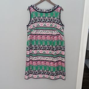 Talbots Women's Paisley Stripe Dress Preppy Fringe Detail 16W